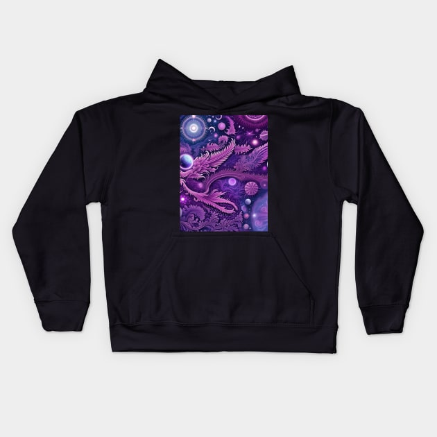 Other Worldly Designs- nebulas, stars, galaxies, planets with feathers Kids Hoodie by BirdsnStuff